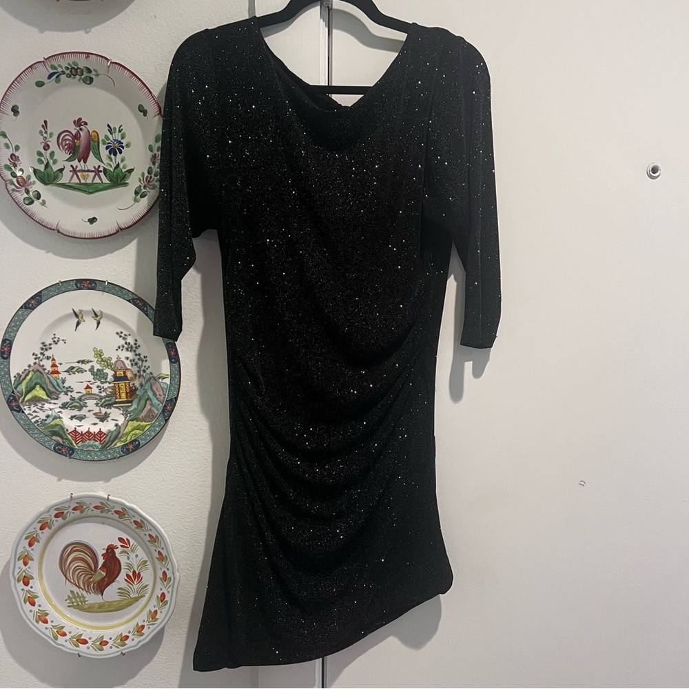 Alice and Olivia Black Sparkley Mini Dress